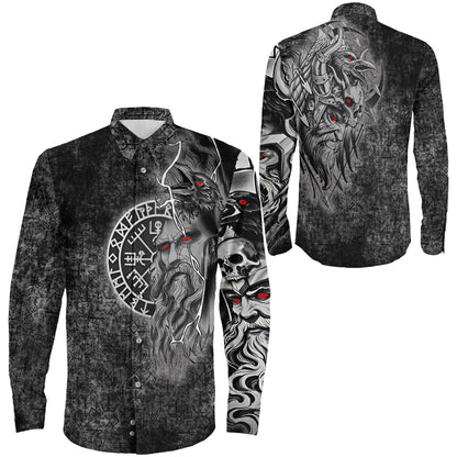 Odin Viking Raven Of Odin Viking Long Sleeve Button Shirt