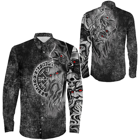 Odin Viking Raven Of Odin Viking Long Sleeve Button Shirt
