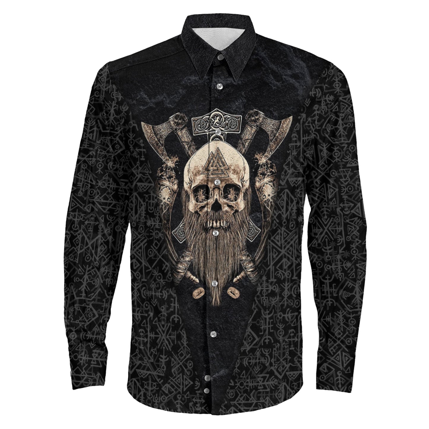 Odin Circle And Axe Long Sleeve Button Shirt
