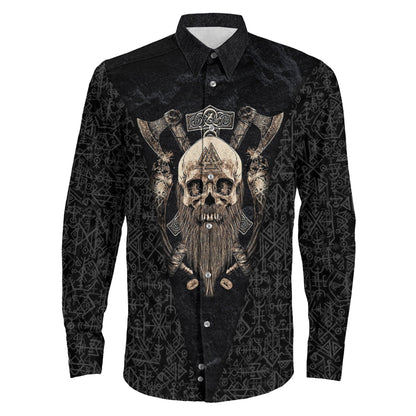 Odin Circle And Axe Long Sleeve Button Shirt