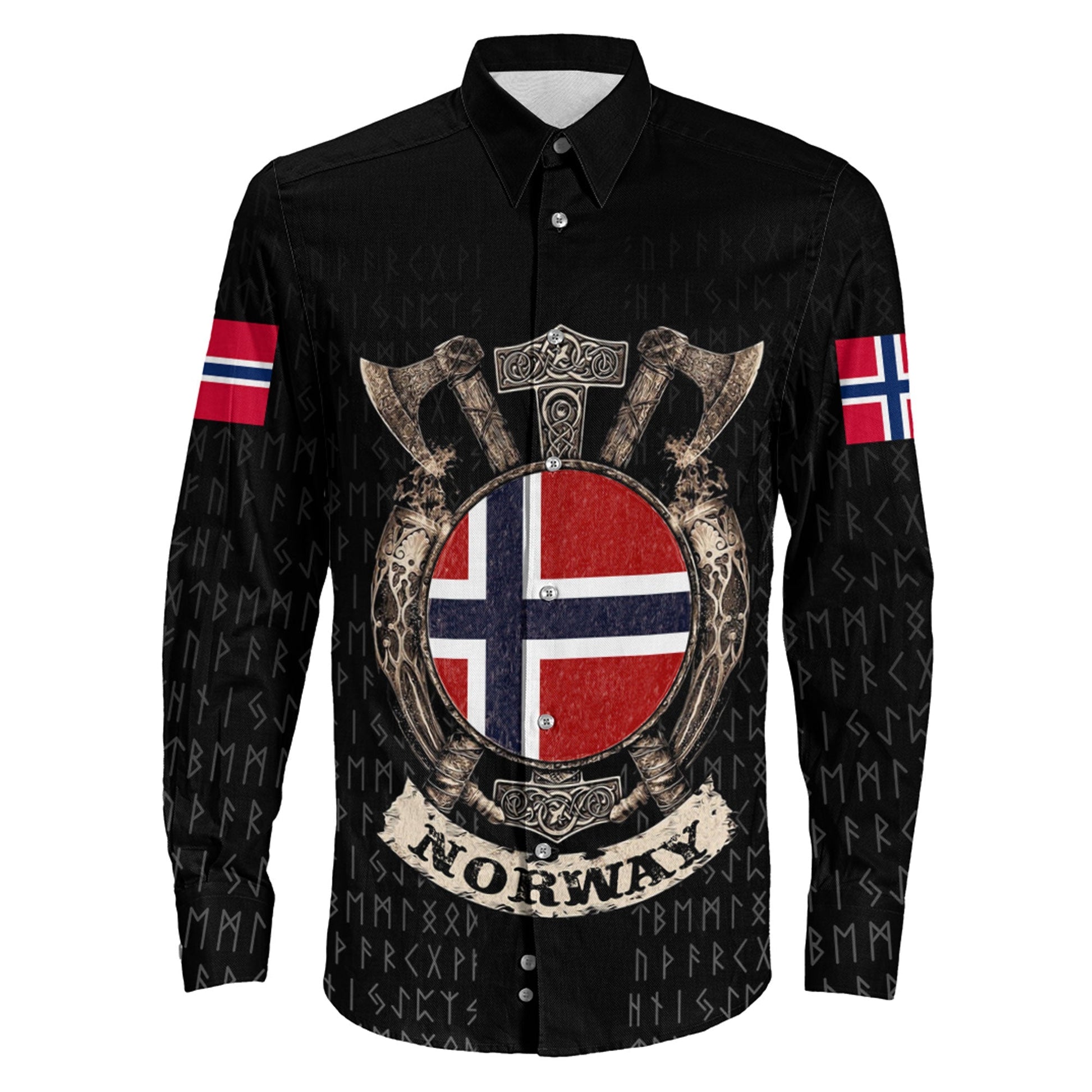 Viking Norway Shield Long Sleeve Button Shirt A31