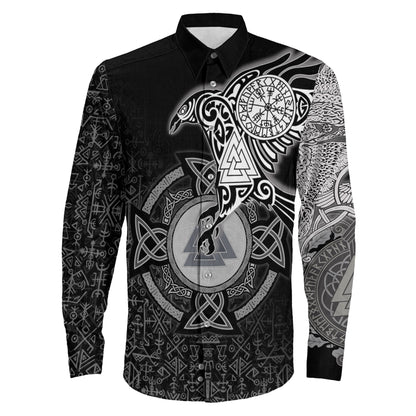 Raven Celtic Ving Long Sleeve Button Shirt