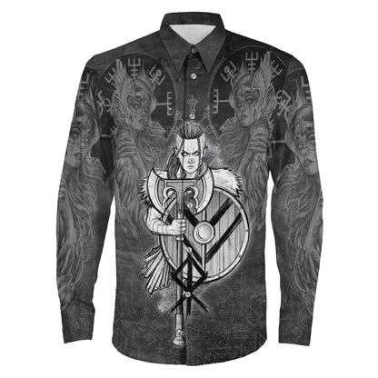 Viking Women's Warrior Axes Long Sleeve Button Shirt