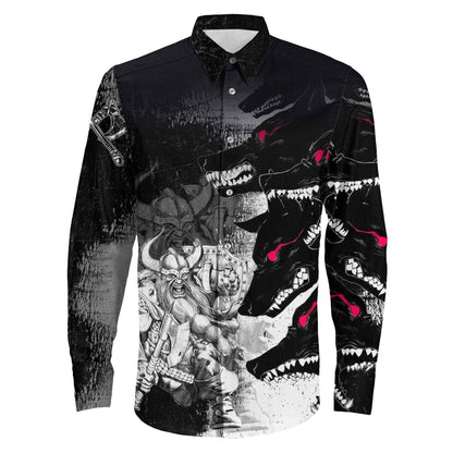 Berserker and Wolf Red Eyes Long Sleeve Button Shirt