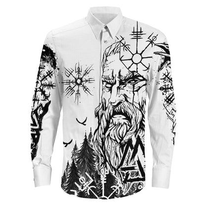 Odin Vegvisir Tattoo Black Long Sleeve Button Shirt