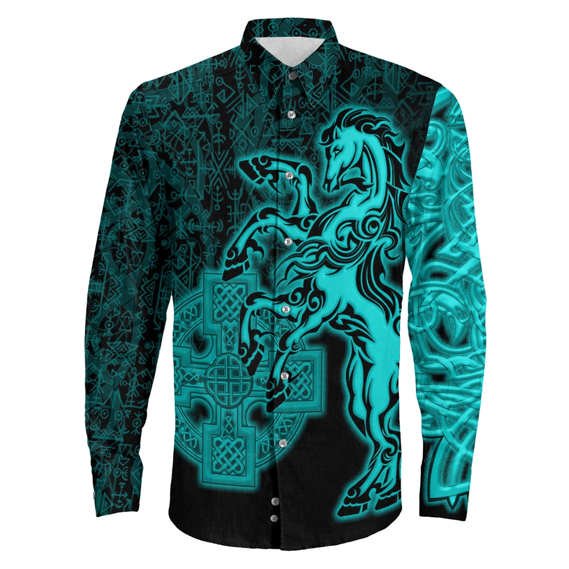 Sleipnir Turquoise Long Sleeve Button Shirt