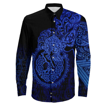 Sleipnir Blue Viking Long Sleeve Button Shirt