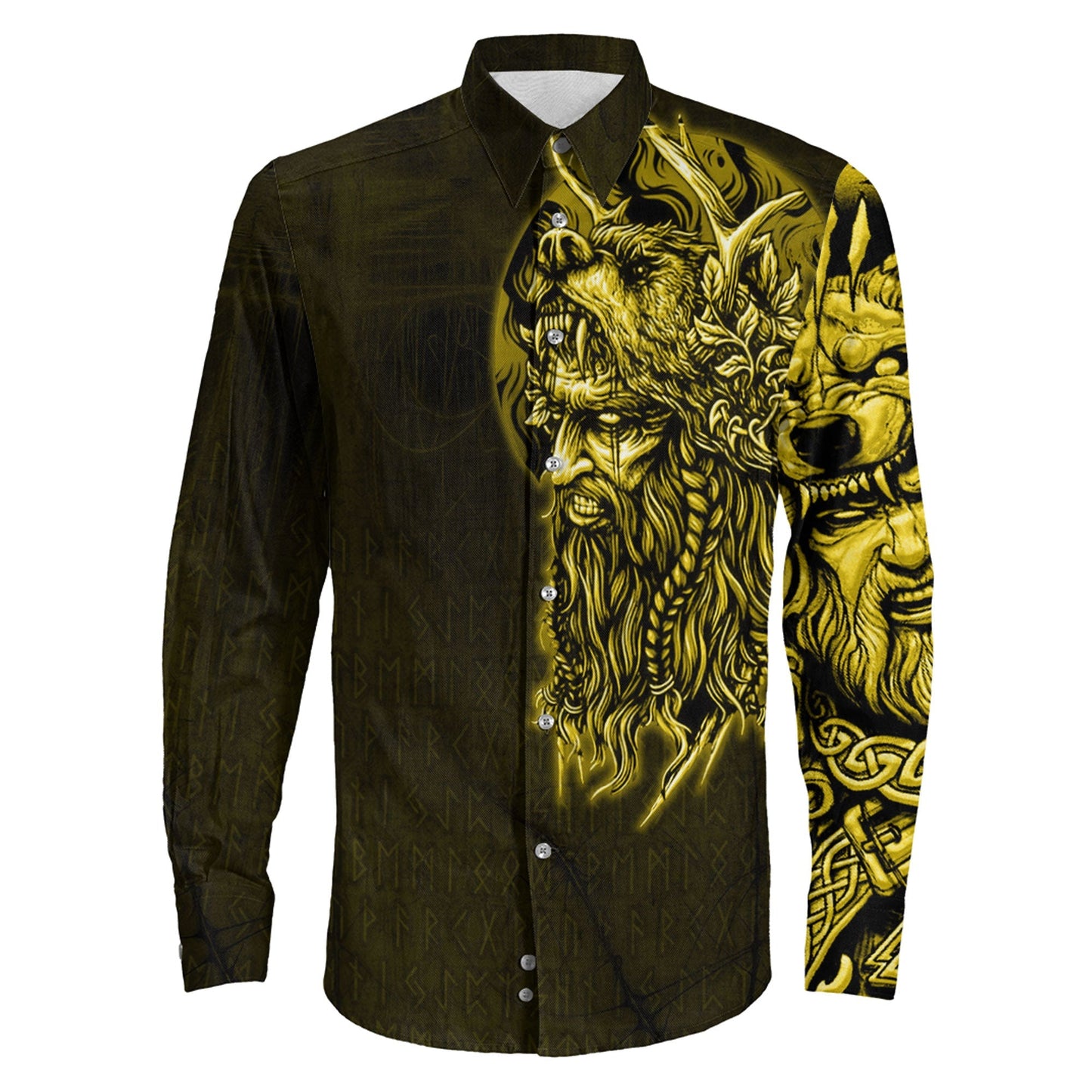 Odin Circle Gold Long Sleeve Button Shirt
