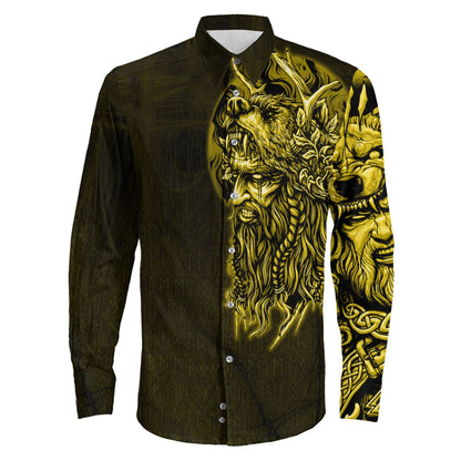Odin Circle Gold Long Sleeve Button Shirt