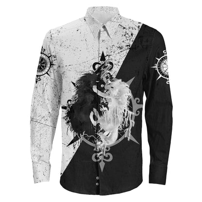 Skoll and Hati Fighter Black & White Long Sleeve Button Shirt