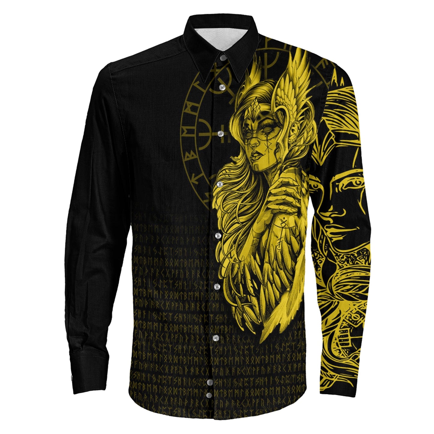 The Valkyries Viking Gold Long Sleeve Button Shirt