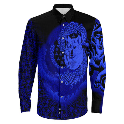 Legendary Wolf Blue Long Sleeve Button Shirt