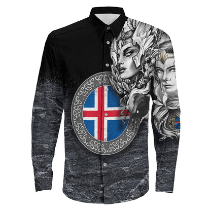 Iceland Valkyries Viking Country Long Sleeve Button Shirt