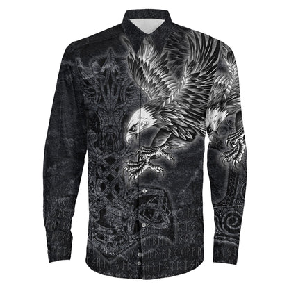Raven Mjolnir Long Sleeve Button Shirt
