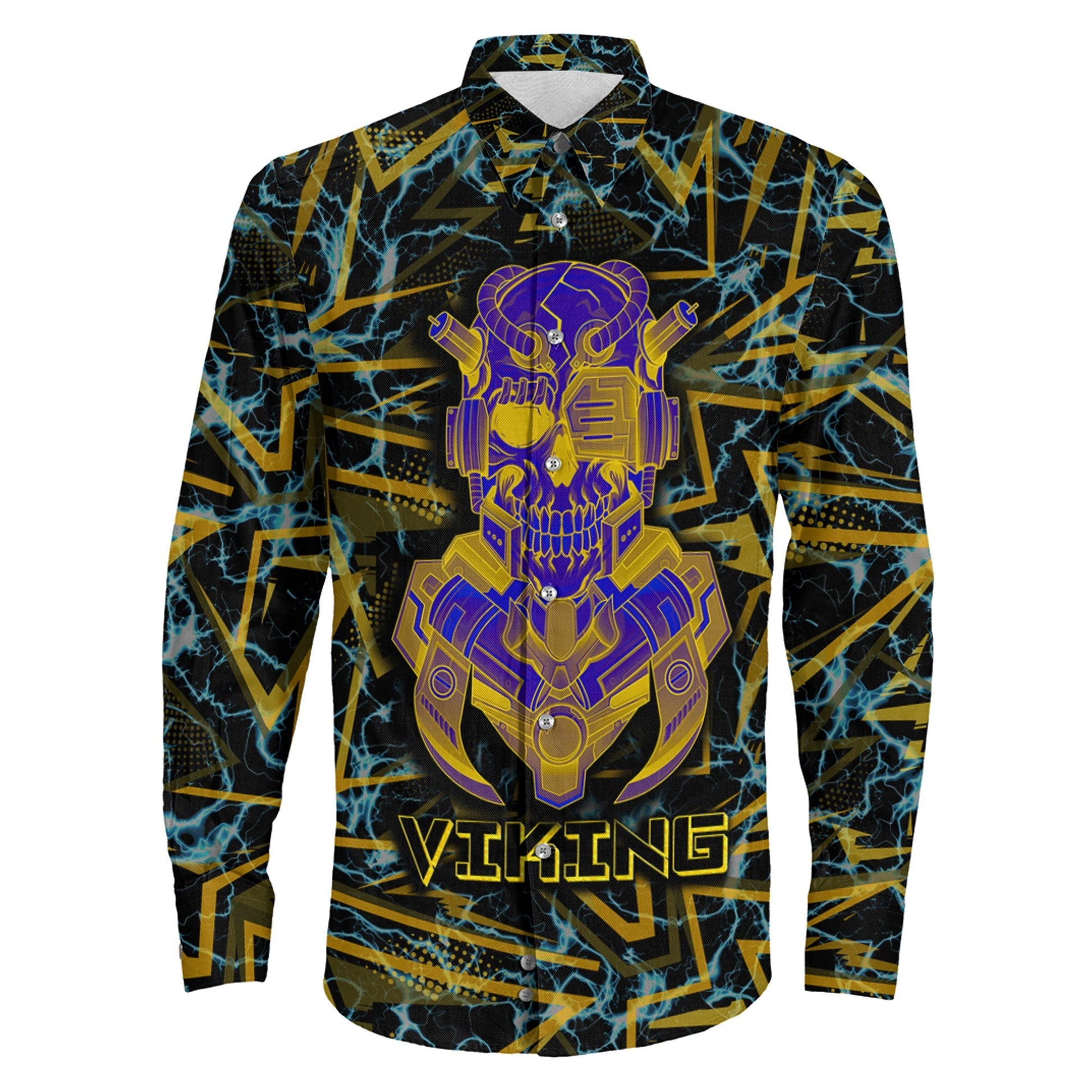 Viking 3D Robo Warrior Long Sleeve Button Shirt