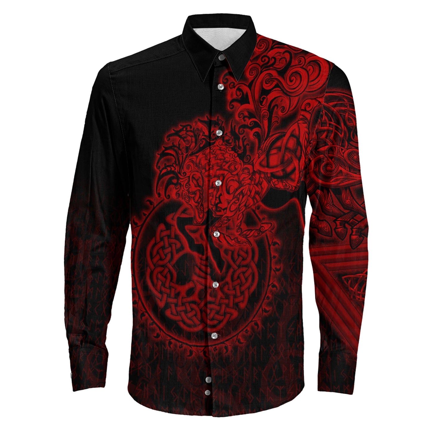 Sleipnir Red Viking Long Sleeve Button Shirt