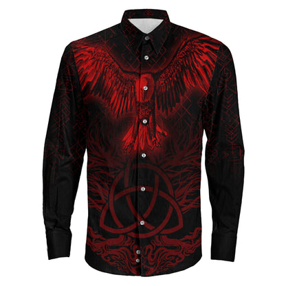 Raven Tree Cletic Red Long Sleeve Button Shirt