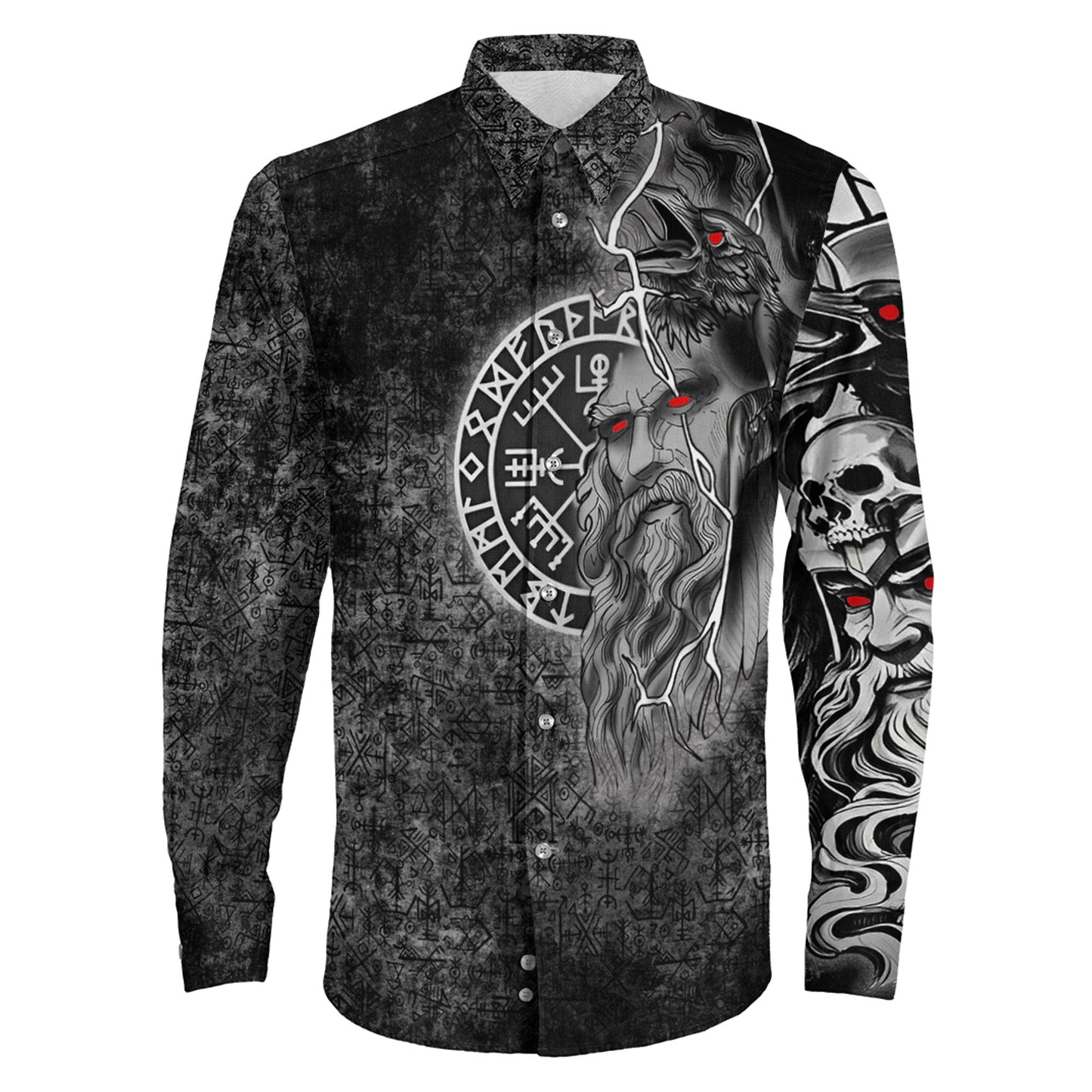 Odin Viking Raven Of Odin Viking Long Sleeve Button Shirt