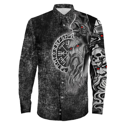 Odin Viking Raven Of Odin Viking Long Sleeve Button Shirt