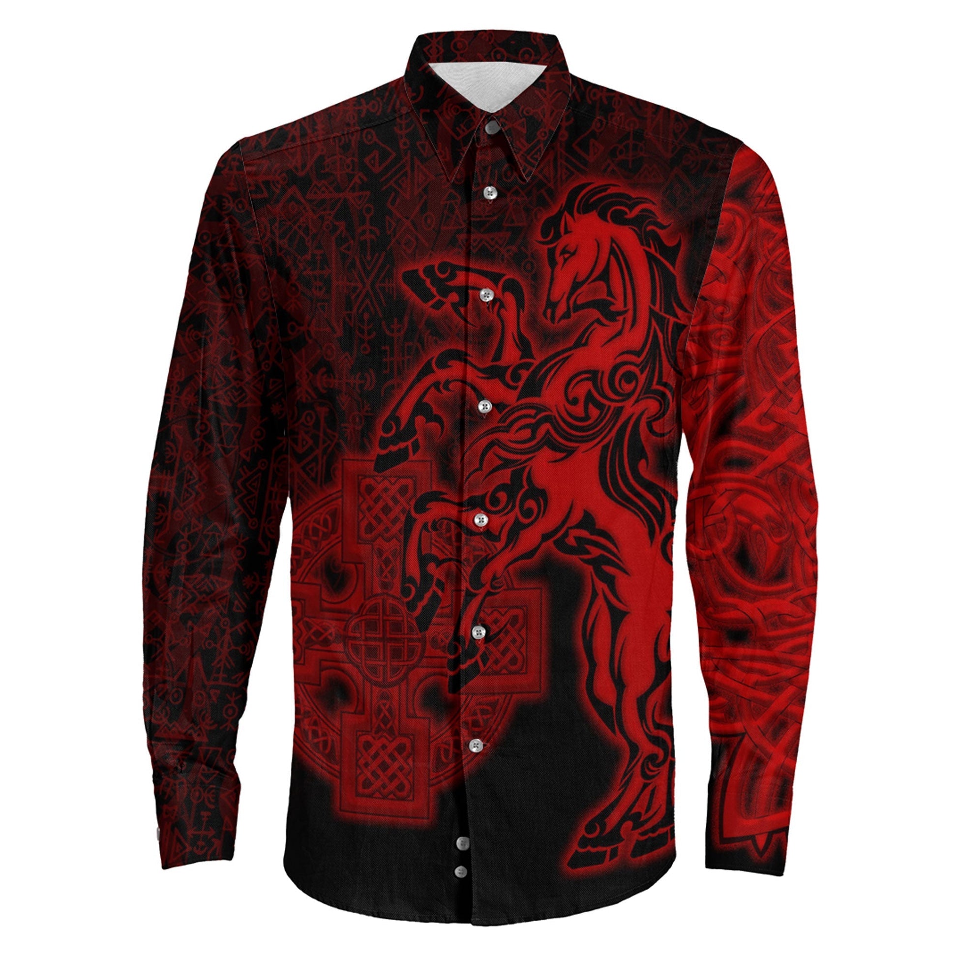 Sleipnir Red Long Sleeve Button Shirt