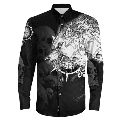 Viking Drakkar Iceland Warship Long Sleeve Button Shirt 