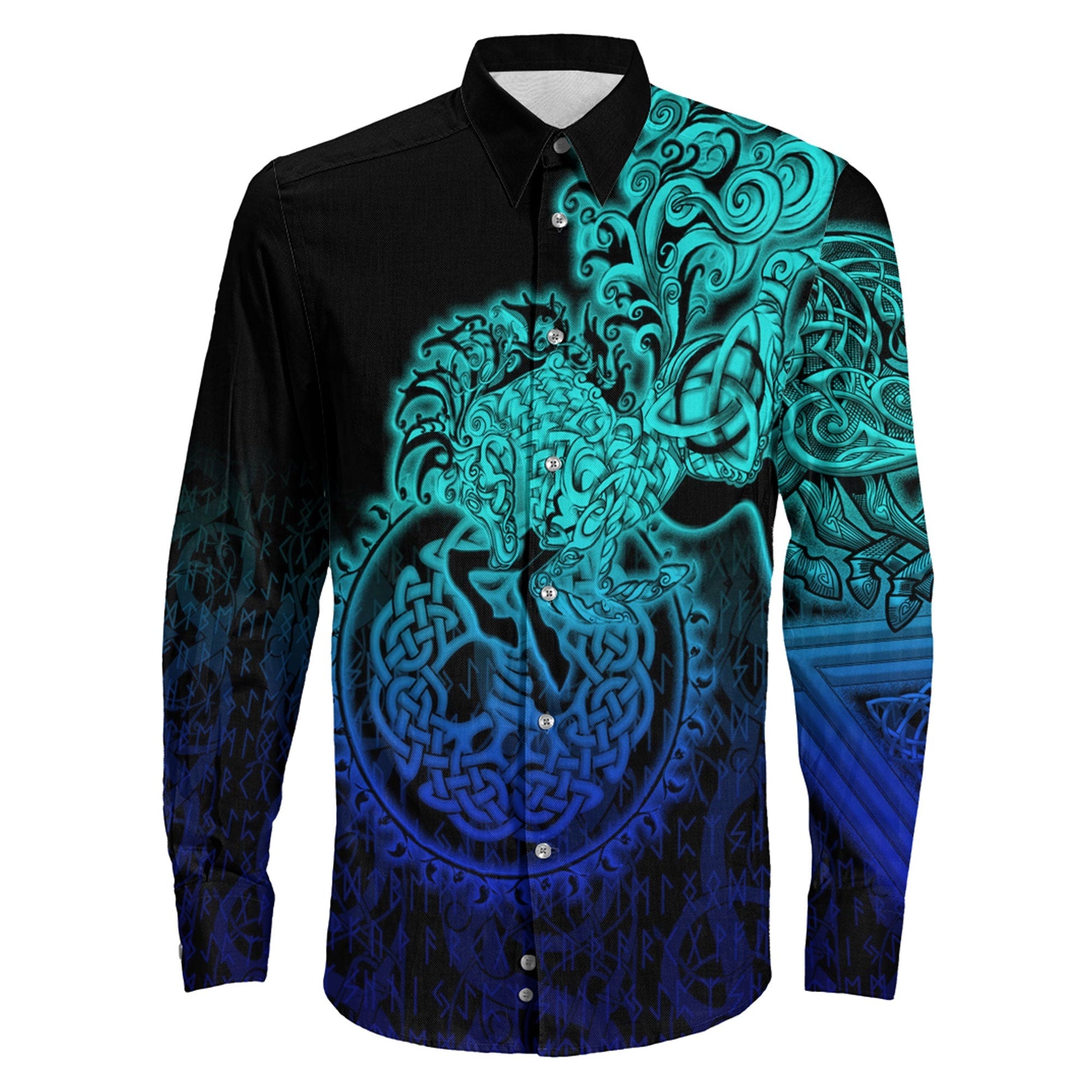 Sleipnir Special Blue Viking Long Sleeve Button Shirt
