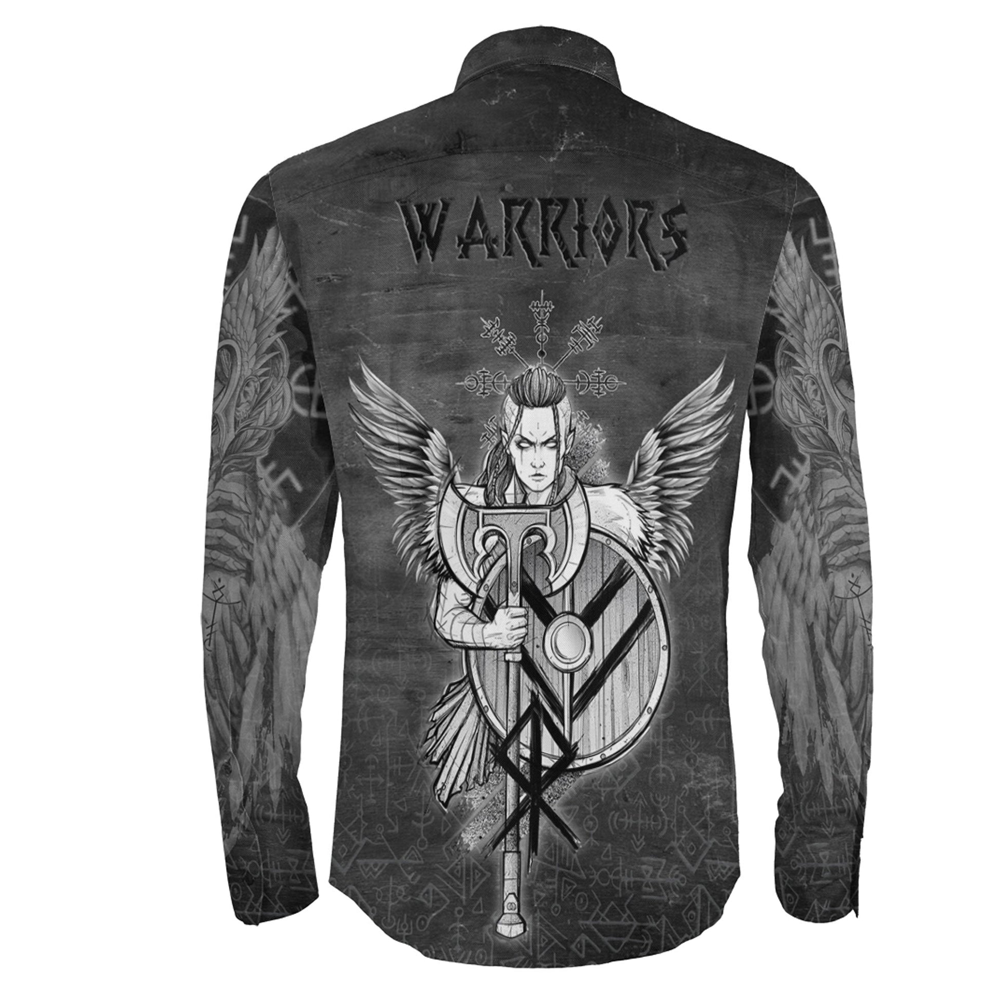 Viking Women's Warrior Axes Long Sleeve Button Shirt