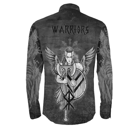 Viking Women's Warrior Axes Long Sleeve Button Shirt