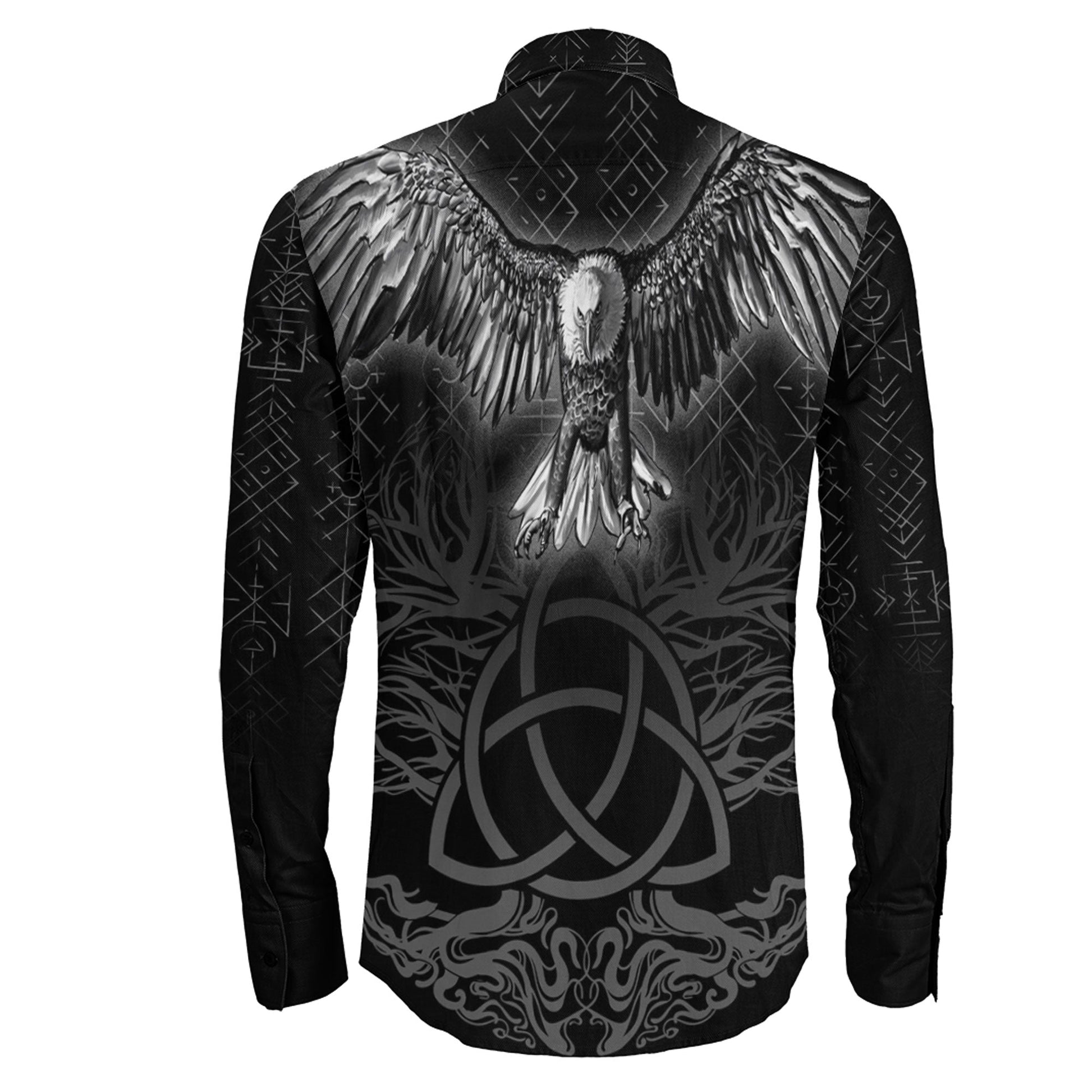VikingStyle Clothing -Raven Tree Cletic Long Sleeve Button Shirt