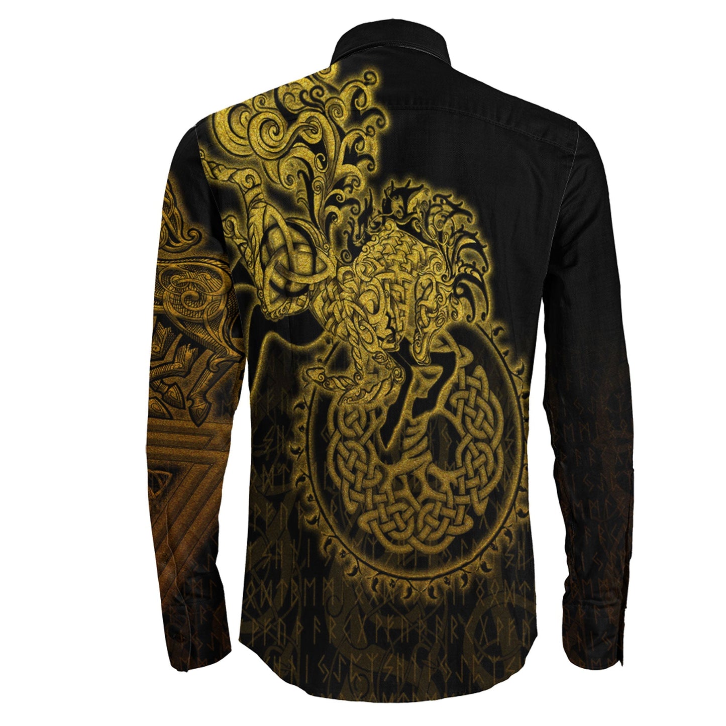 VikingStyle Clothing -Sleipnir Gold Viking Long Sleeve Button Shirt