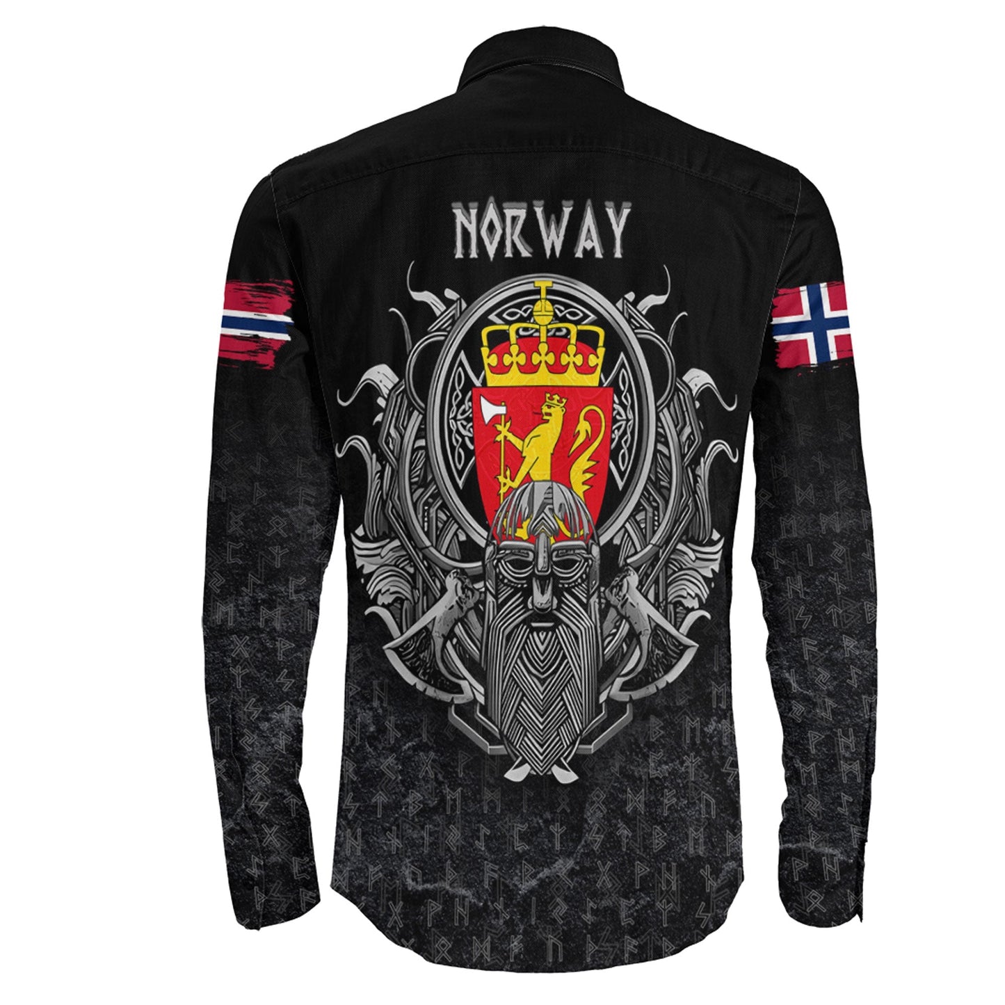 Norway Raven Odin Viking Country Long Sleeve Button Shirt
