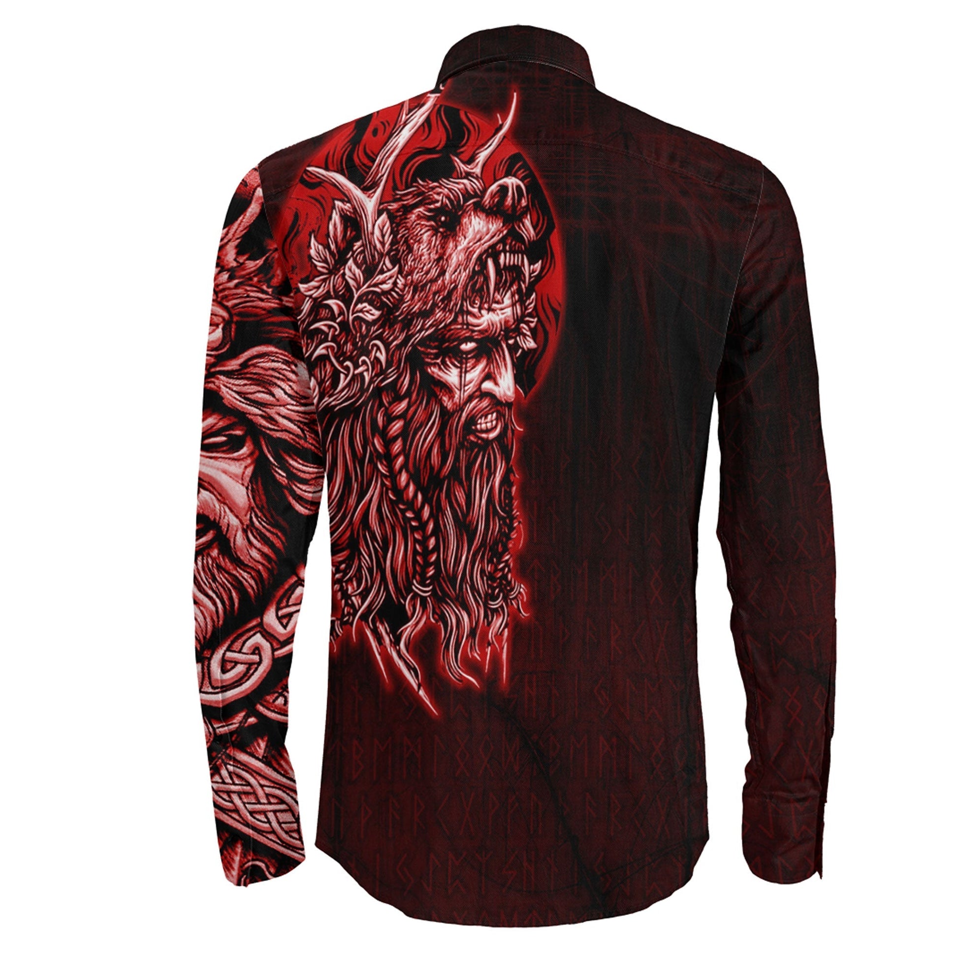 Odin Circle Red Long Sleeve Button Shirt