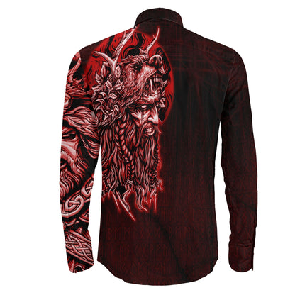 Odin Circle Red Long Sleeve Button Shirt
