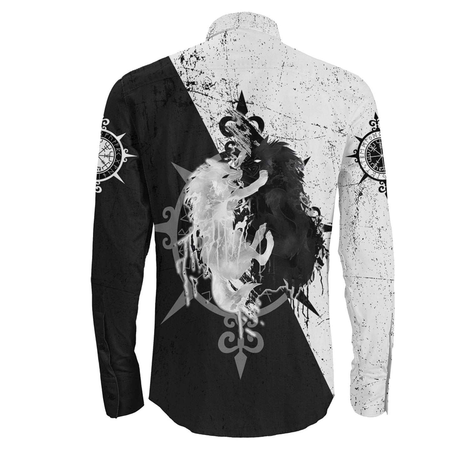 Skoll and Hati Fighter Black & White Long Sleeve Button Shirt