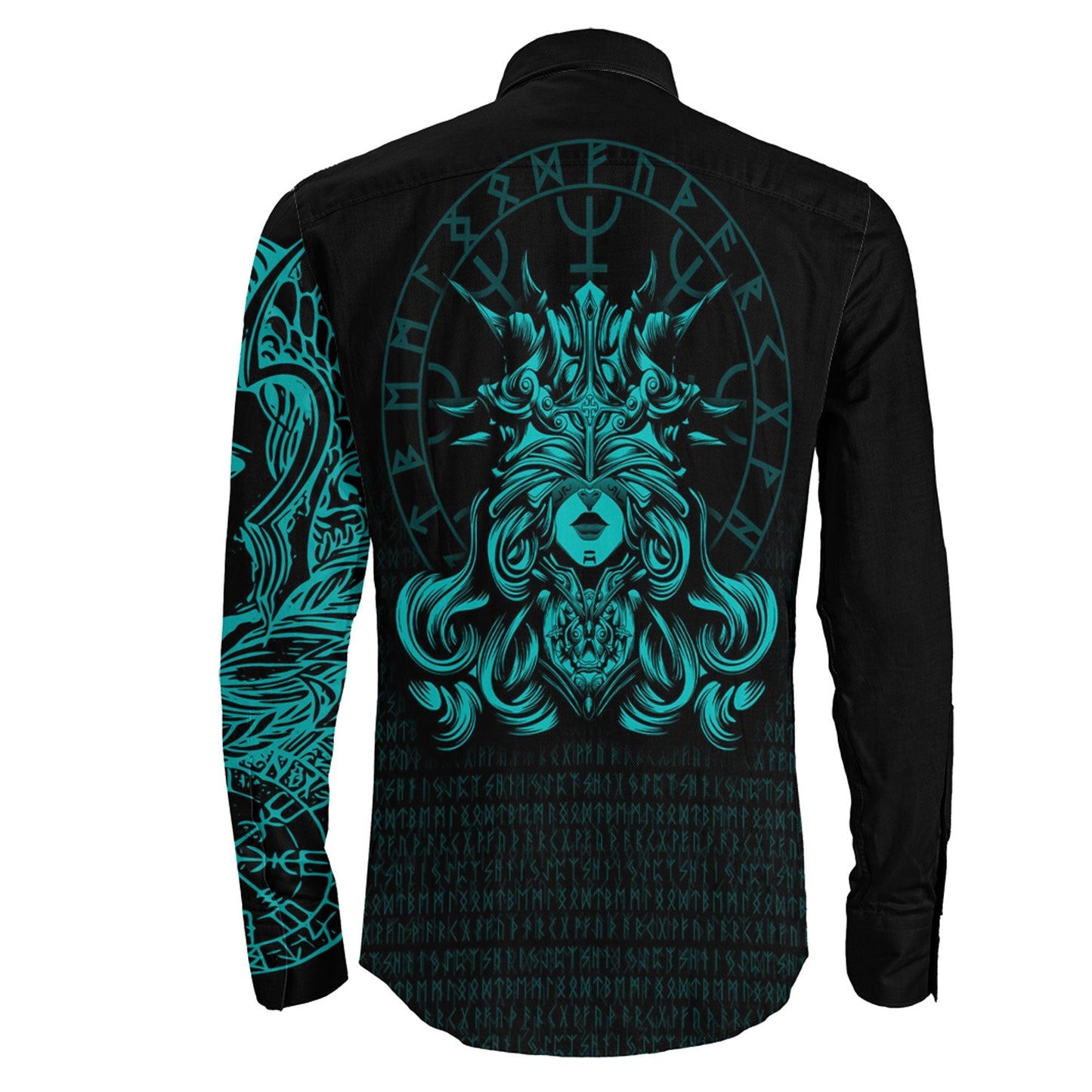 The Valkyries Viking Turquoise Long Sleeve Button Shirt