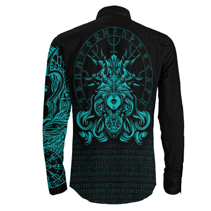 The Valkyries Viking Turquoise Long Sleeve Button Shirt