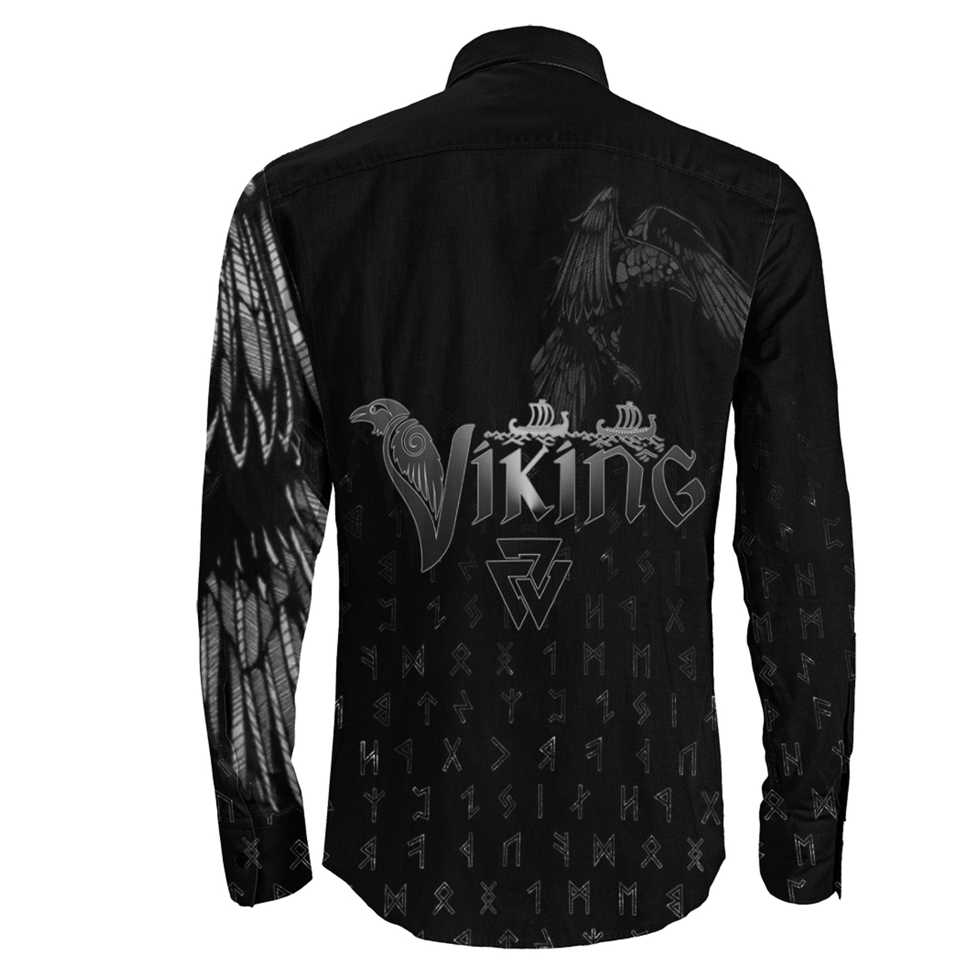 Raven Helm of Awe Long Sleeve Button Shirt