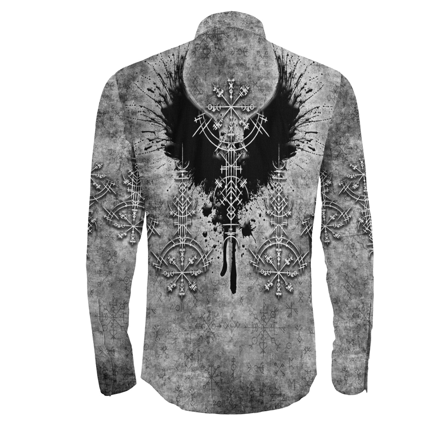 Bird Wing Viking Symbol Long Sleeve Button Shirt