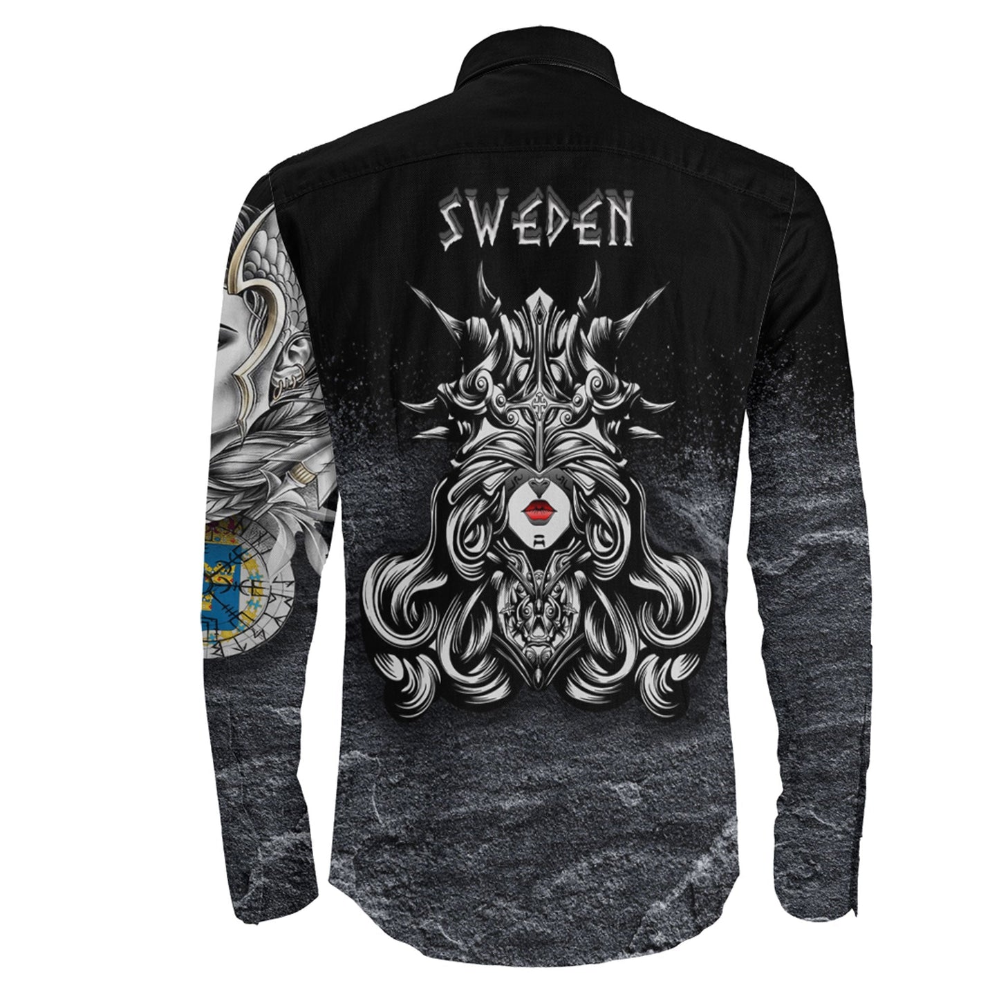Sweden Valkyries Viking Country Long Sleeve Button Shirt