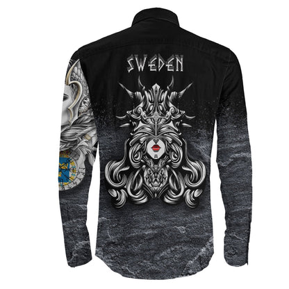 Sweden Valkyries Viking Country Long Sleeve Button Shirt