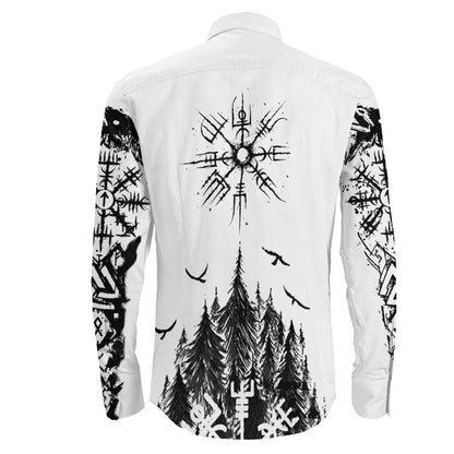 Odin Vegvisir Tattoo Black Long Sleeve Button Shirt