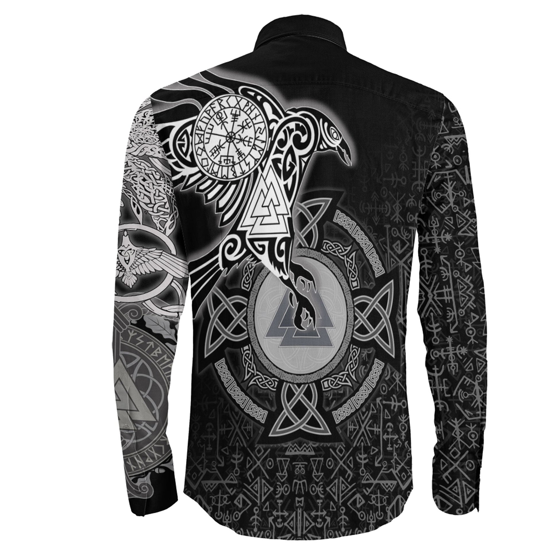 Raven Celtic Ving Long Sleeve Button Shirt
