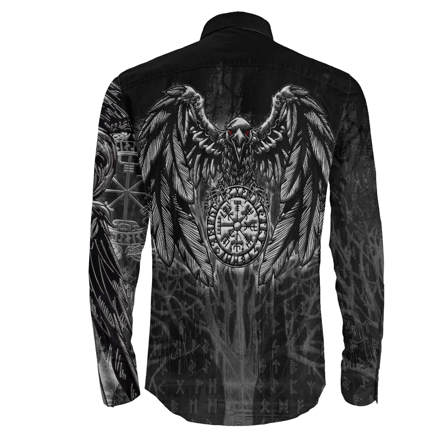 Vegvisir Raven Viking Long Sleeve Button Shirt