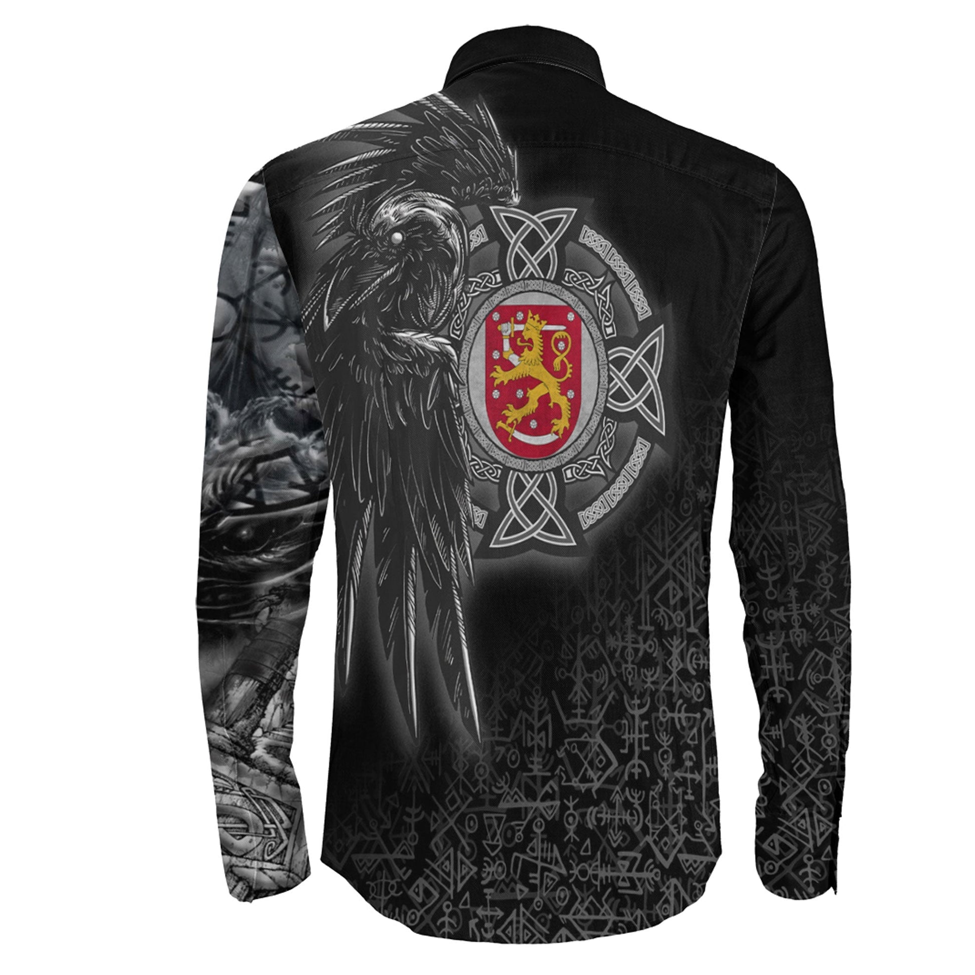Finland Raven Viking Long Sleeve Button Shirt