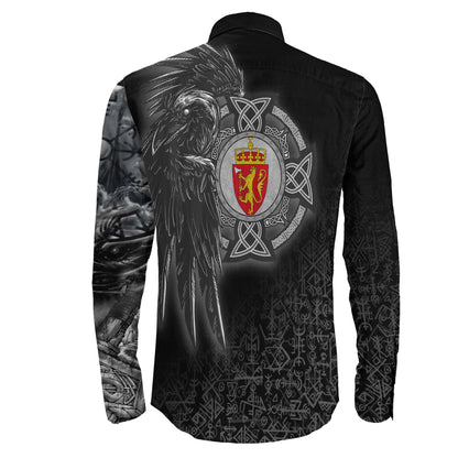 Norway Raven Viking Long Sleeve Button Shirt