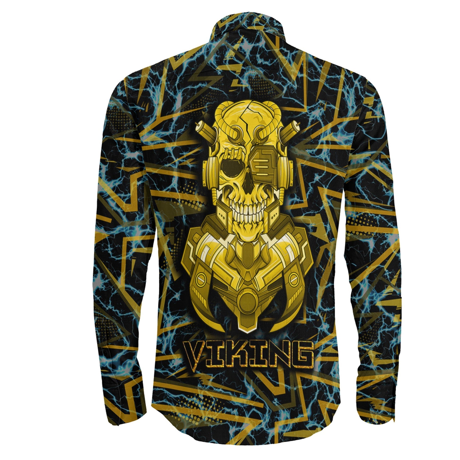 Viking 3D Robo Warrior Gold Long Sleeve Button Shirt