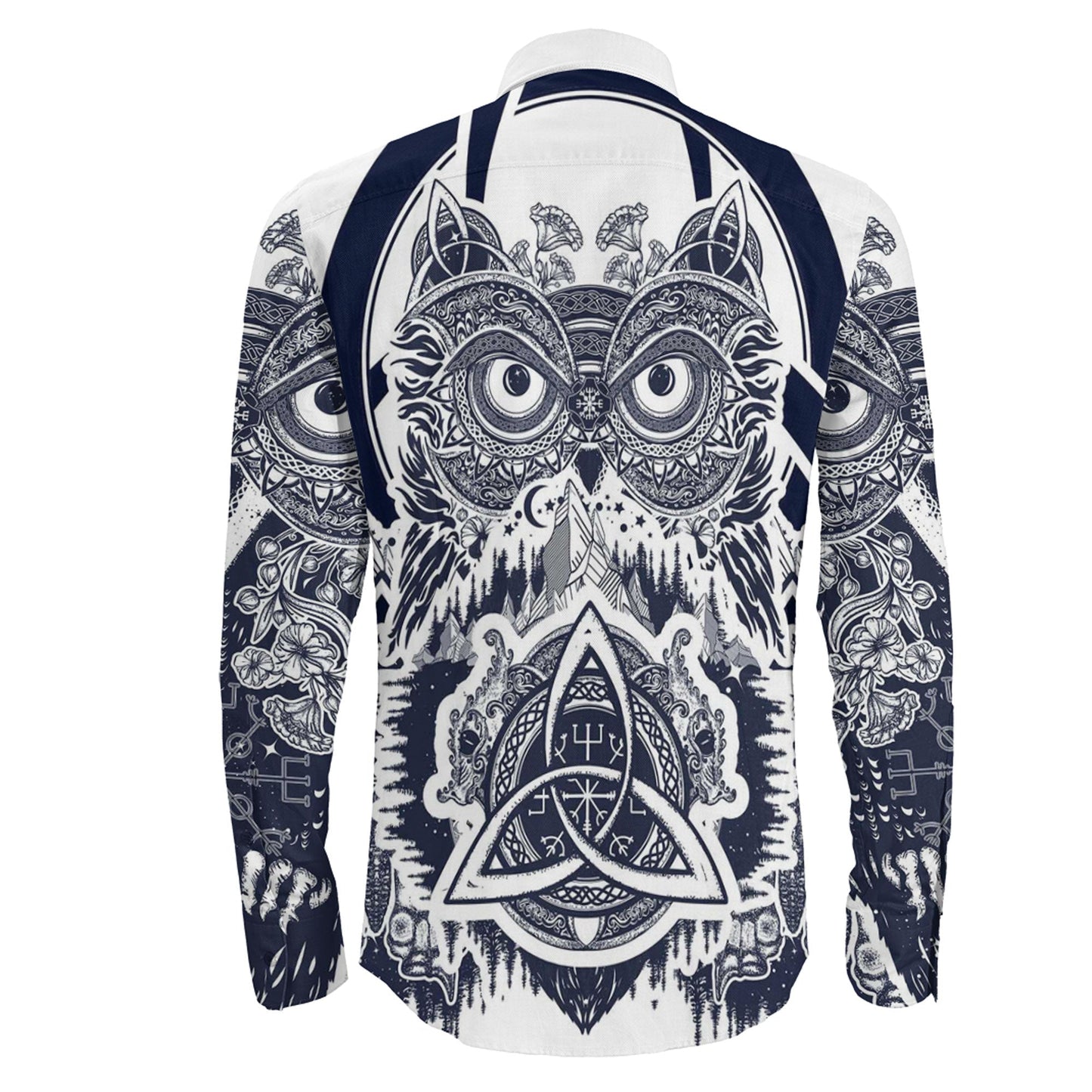 Viking Owl Celtic Long Sleeve Button Shirt