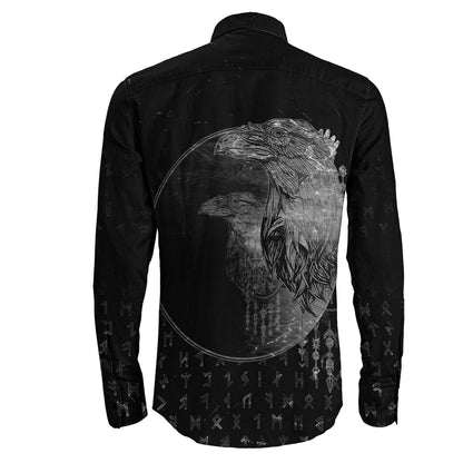 VikingStyle Clothing -Viking Raven Mirrior Long Sleeve Button Shirt