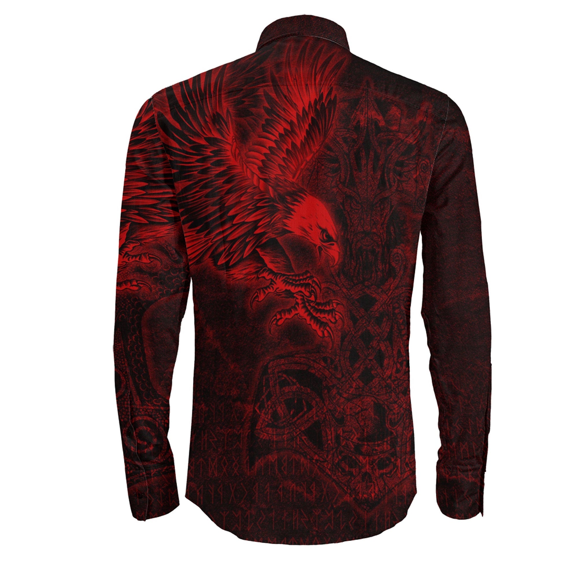 Raven Mjolnir Red Long Sleeve Button Shirt