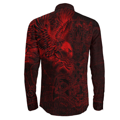 Raven Mjolnir Red Long Sleeve Button Shirt